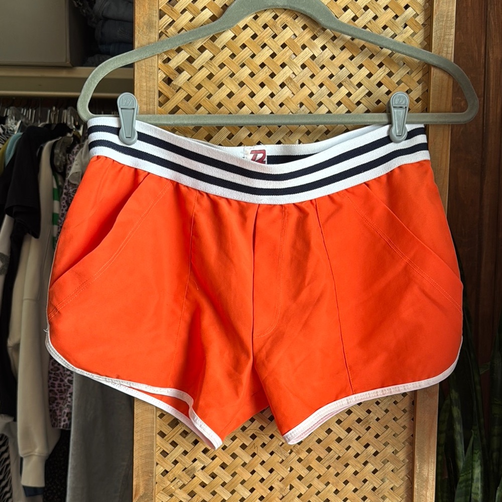Vintage Pistol Pete Orange Athletic Shorts with Striped Waistband
